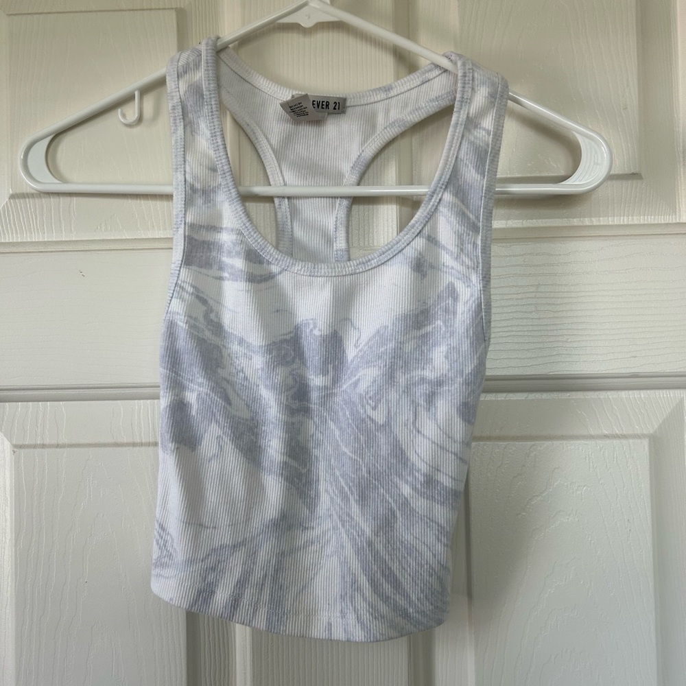 Forever 21 White Fitted Crop Tank Top